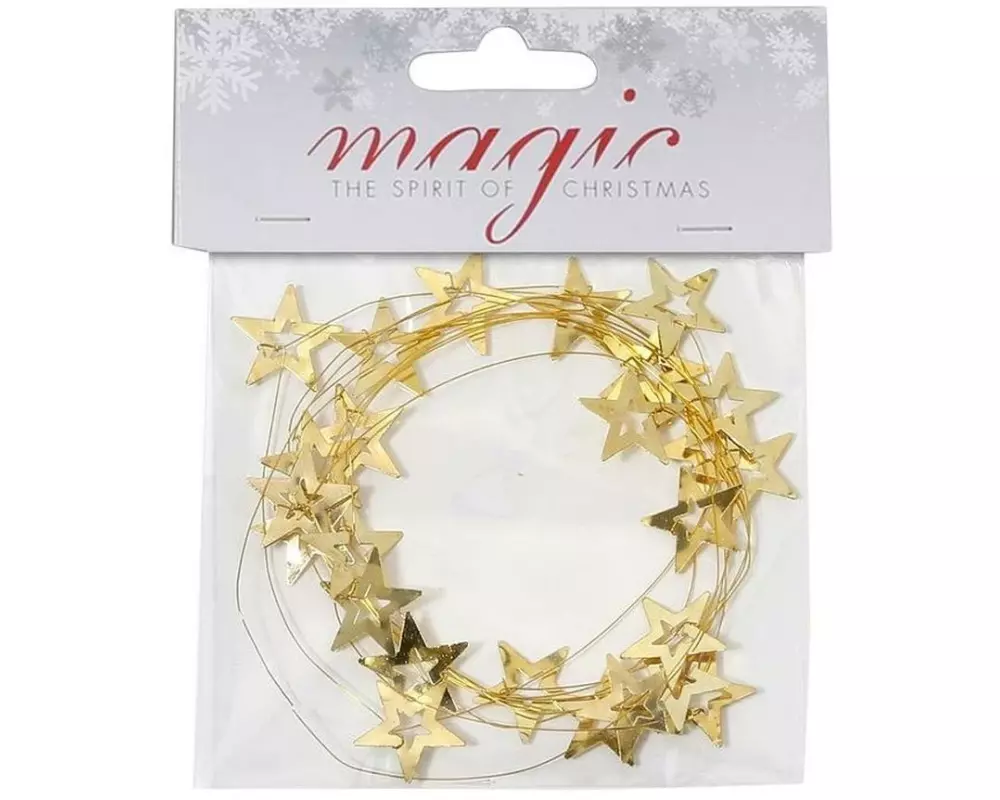 INGES CHRISTMAS DECOR Weihnachtsschmuck Girlande mit Sternen 2 m, Gold