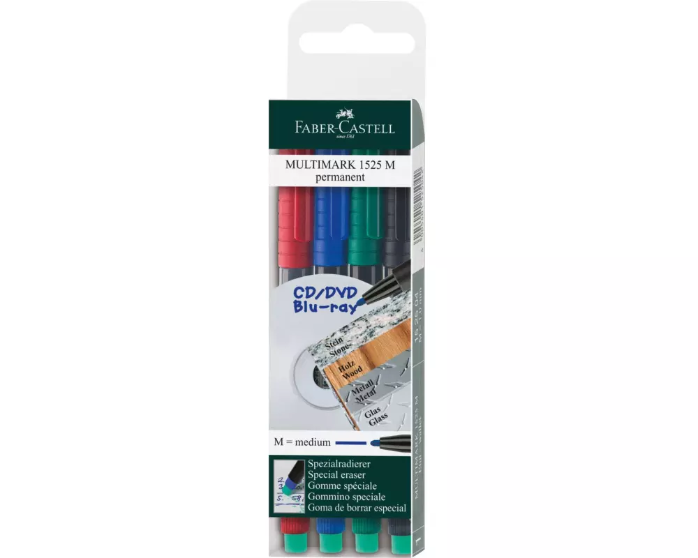 Faber-Castell CD/DVD Marker M permanent 4er Etui