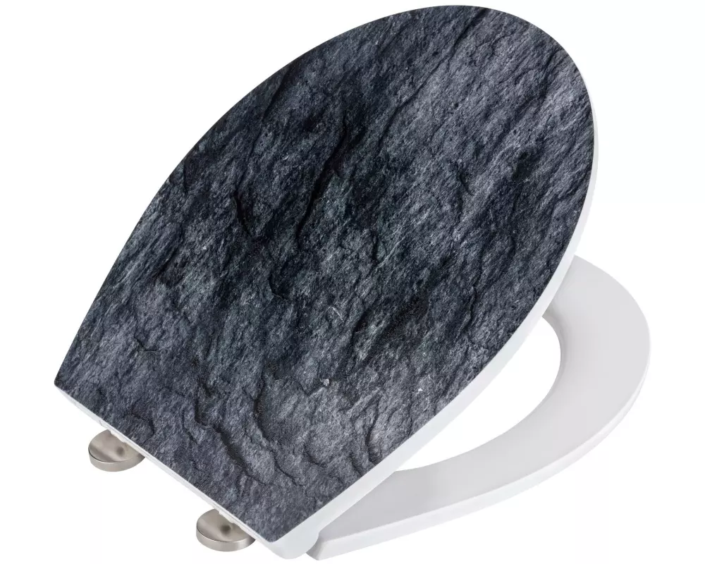 Wenko Toilettensitz Slate Rock Absenkautomatik, Grau