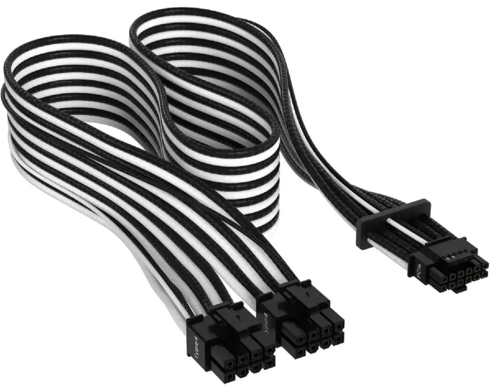 Corsair Premium 12+4-Pin 12VHPWR 600 W Kabel Schwarz Weiss