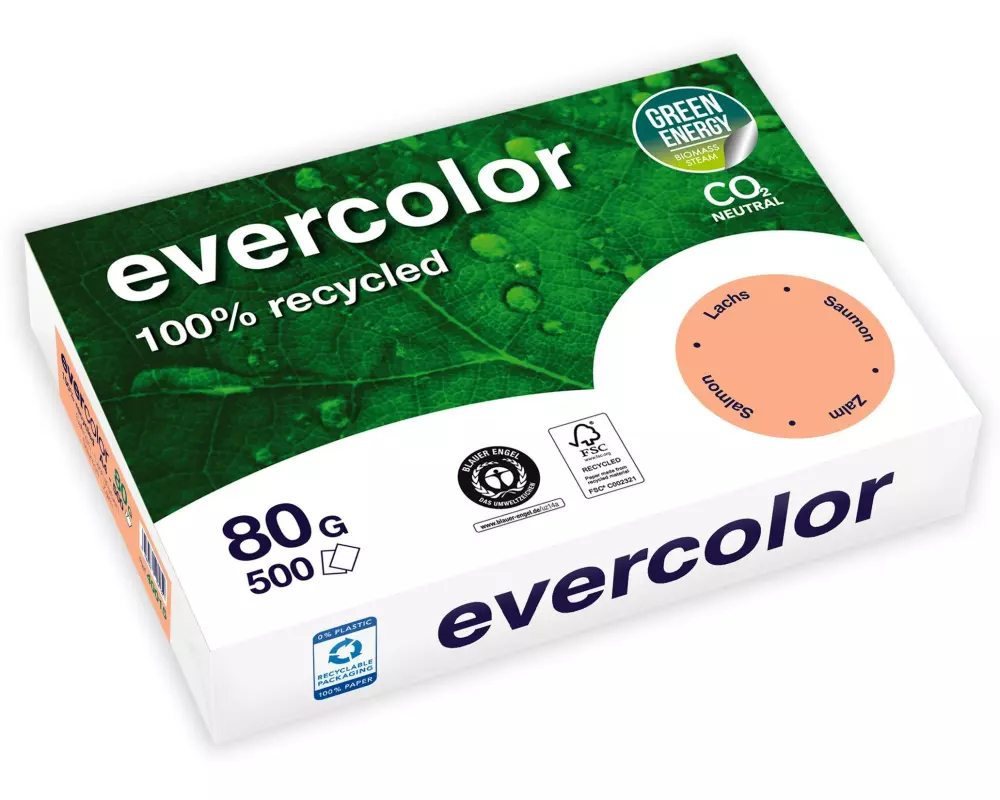 Clairefontaine Kopierpapier Evercolor A4, Lachs, 80 g/m²,500 Blatt