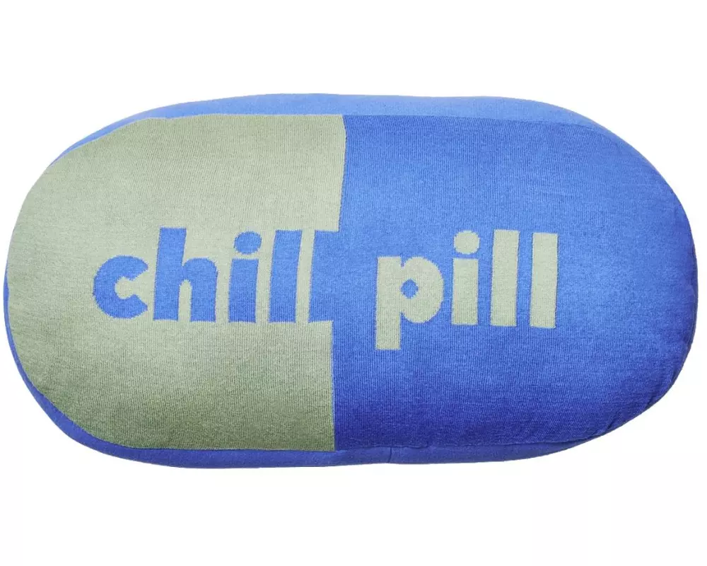 Chic Mic Gestricktes Baumwollkissen Chill Pill 30 x 60 cm, Blau/Grün