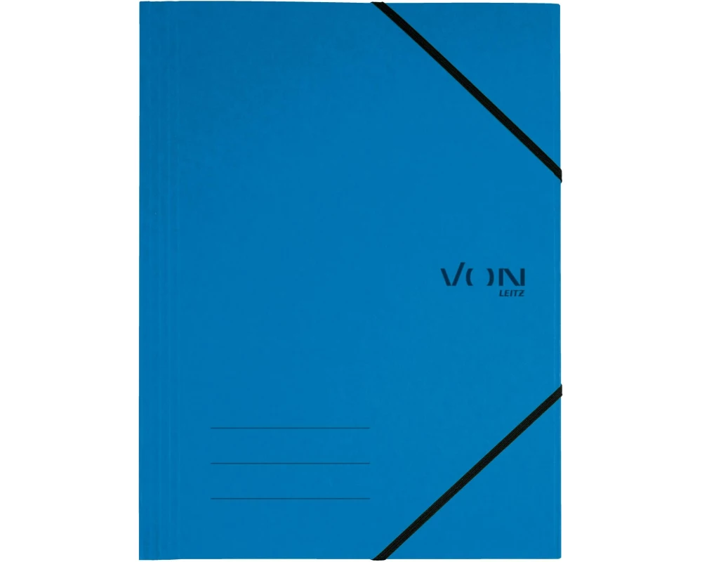 VON Gummibandmappe A4, Blau, 5 Stück