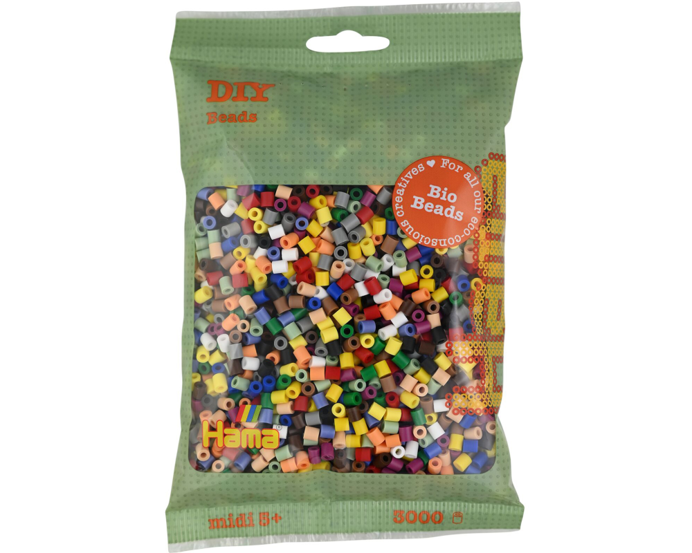 HAMA Bügelperlen Set Midi Bio G101191-199 3000 Perlen, Mix 199
