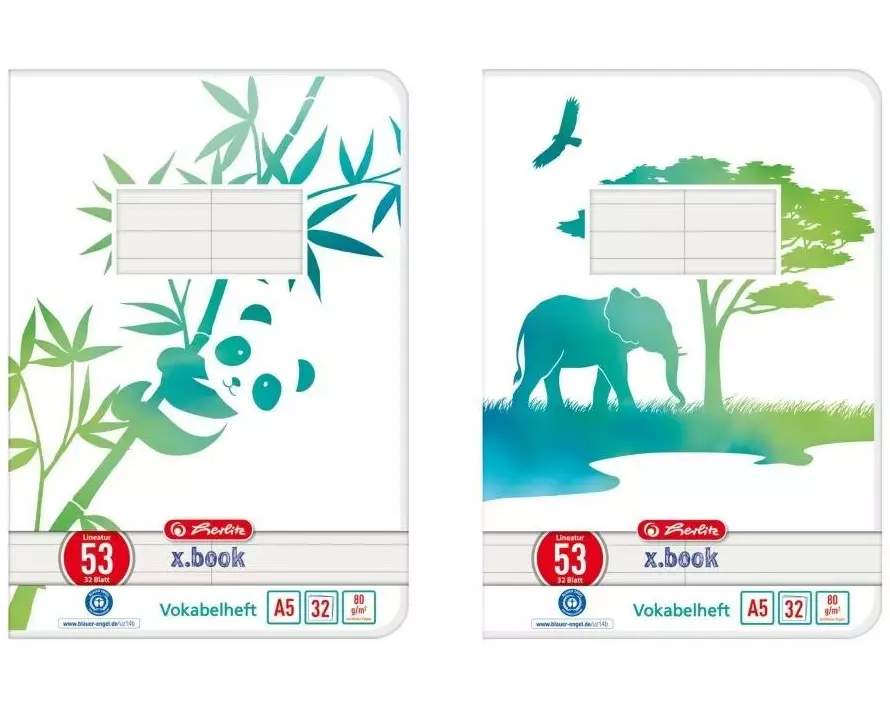 Herlitz Greenline A5, Liniert, Türkis/Weiss, 32 Blatt