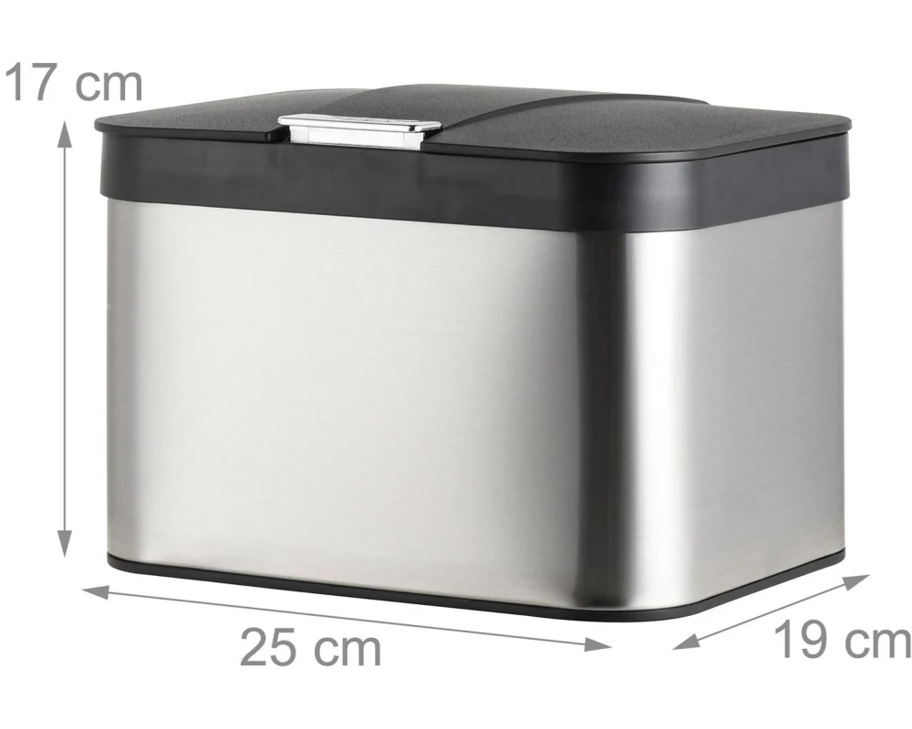 relaxdays Biomüllsammler 4.5 l, Schwarz/Silber
