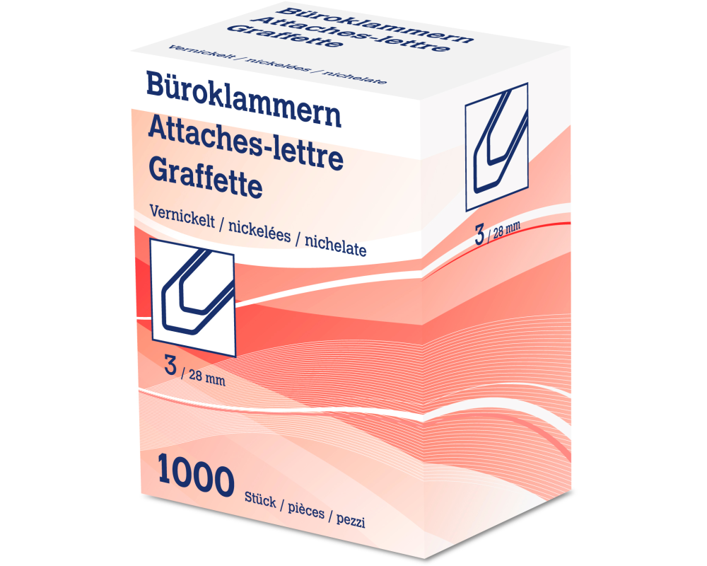 NEUTRAL Büroklammern Nr. 3 6212 28mm vernickelt 1000 Stk.