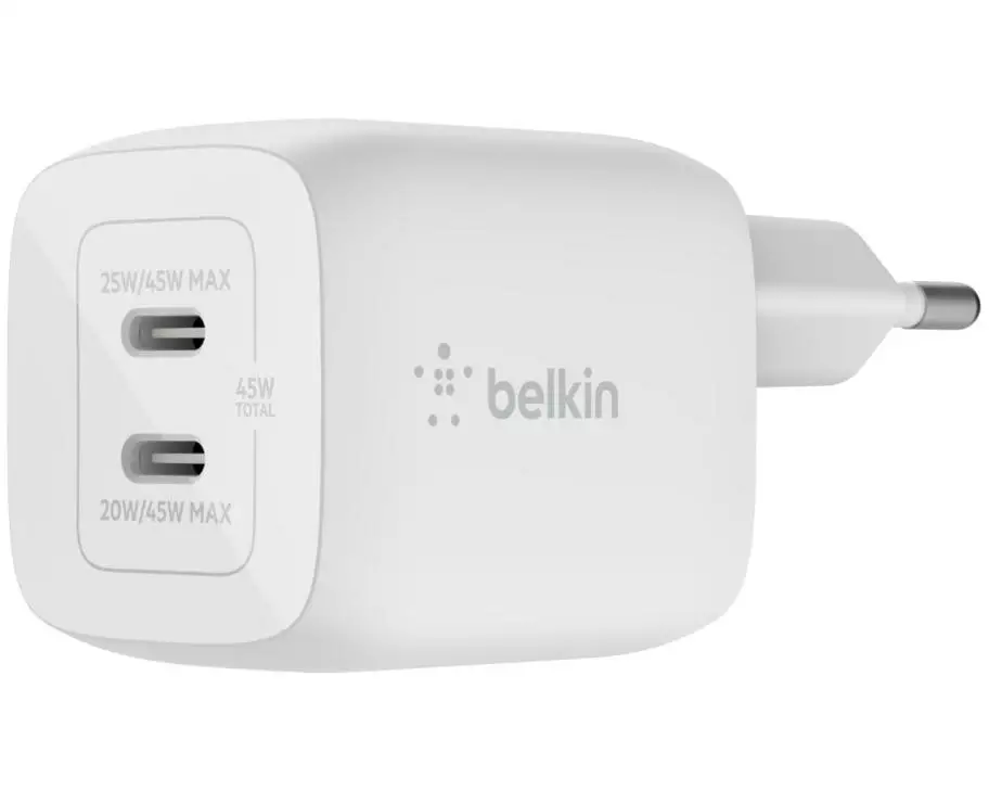 Belkin USB-Wandladegerät Dual USB-C GaN PD 45W