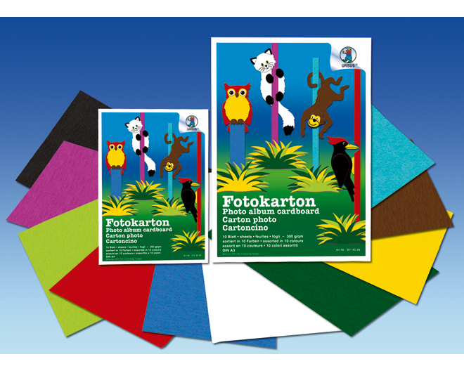 URSUS Fotokarton A4 3704699 300g, 10 Farben ass. 10 Blatt
