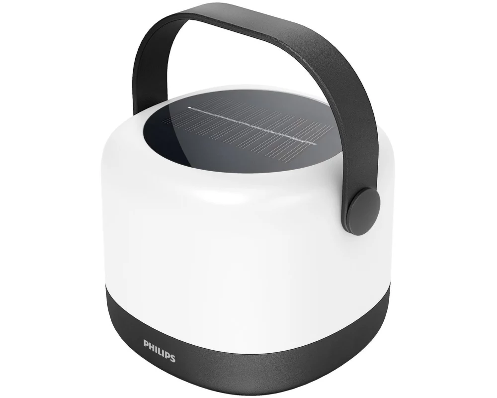 Philips Alula tragbare Solarleuchte, 3000K und RGB, USB, IP44 Weiss