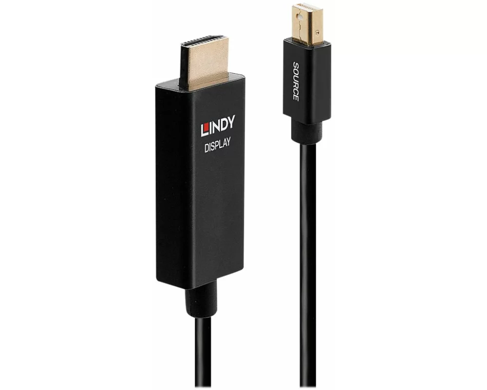 LINDY 1m Active Mini DisplayPort to HDMI, Adapter Cable, with HDR