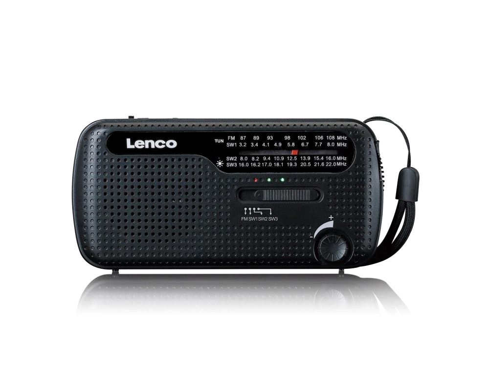 Lenco Notfall Kurbelradio MCR-113BK, FM/KW, Powerbank, Taschenlampe