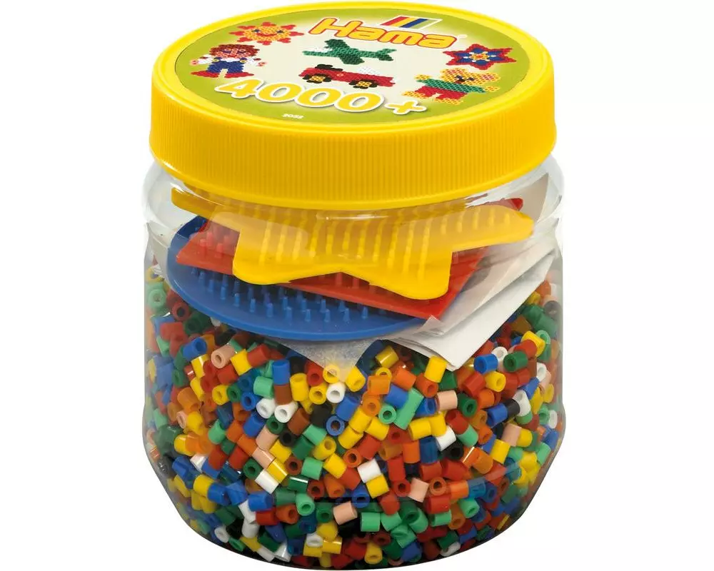Hama Bügelperlen midi, 4.000 Stk. + 3 Stiftplatten Mehrfarbig