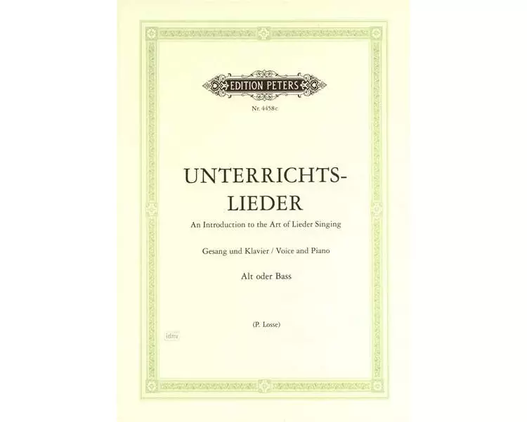 Album of 60 Lieder from Bach to Reger, 'Unterrichts-Lieder'