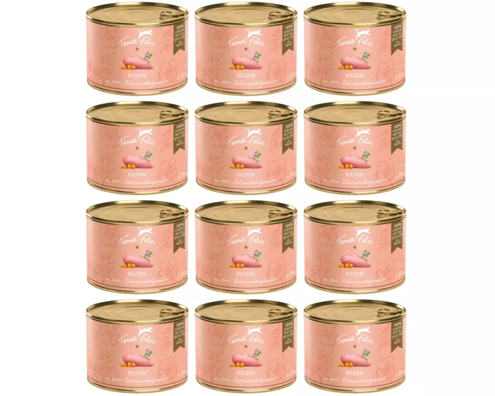 Terra Felis Nassfutter Adult getreidefrei mit Huhn, 12 x 200 g