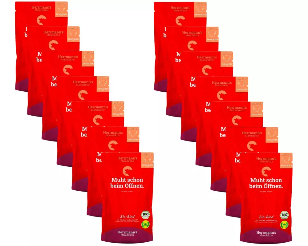 Herrmann's Nassfutter Bio Rind mit Karotten und Amaranth 14 x 150 g