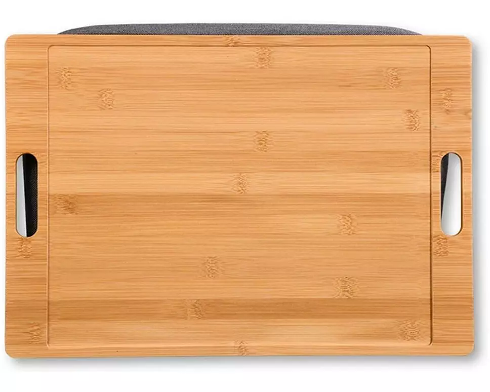 Kesper Knietablett Bambus mit Kissen Grau 45 x 31 x 8 cm
