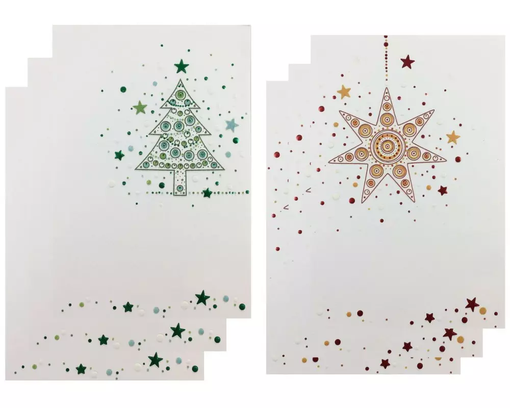 ABC Weihnachtskarte Stern und Tanne 11.7 x 17.3 cm, 6 Stück