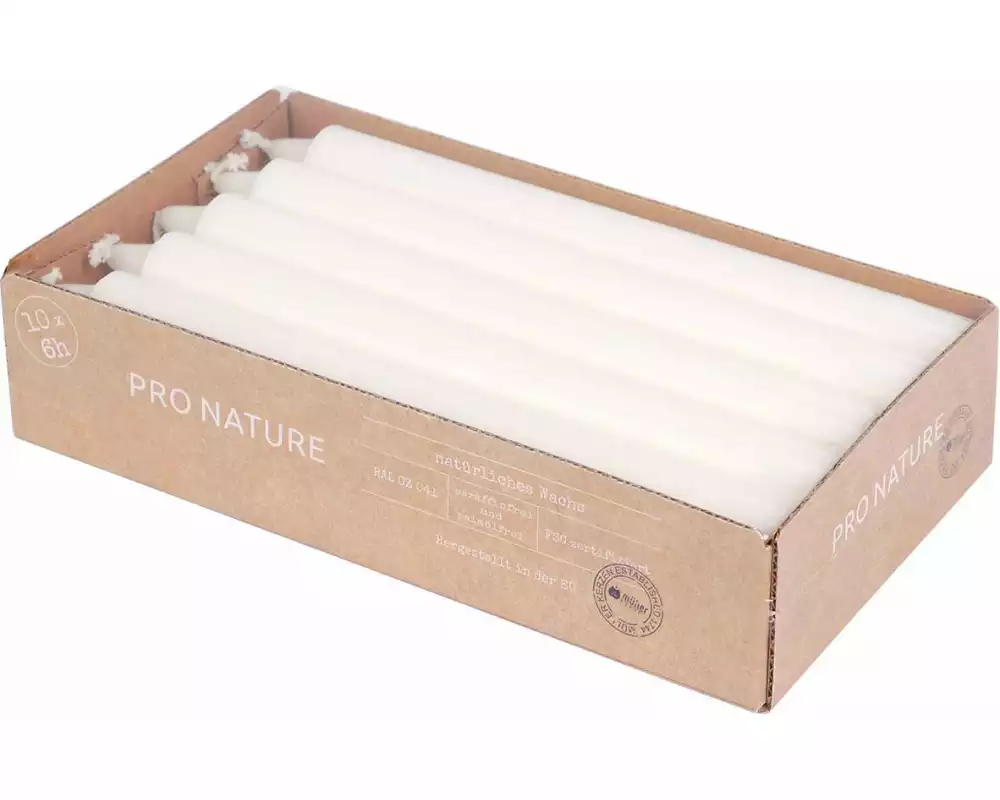 müller Kerzen Stabkerze 20 x 2.2 cm, Weiss, 10 Stück