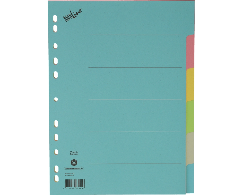 BÜROLINE Kartonregister A4 40578 bunt 6-teilig
