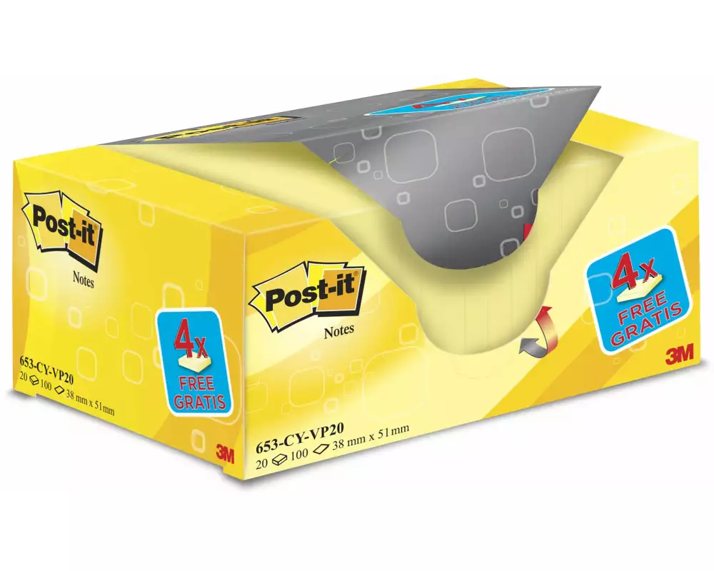 Post-it Notizzettel Post-it 3.8 cm x 5.1 cm Gelb, 20 Blöcke