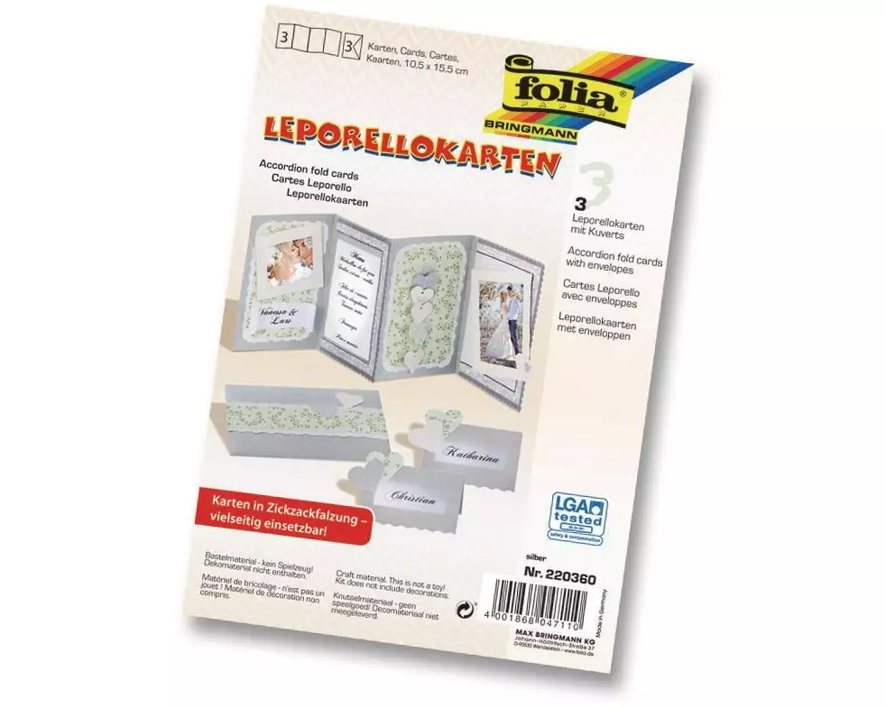 Folia Leporello-Karten 300g/m2 Silber