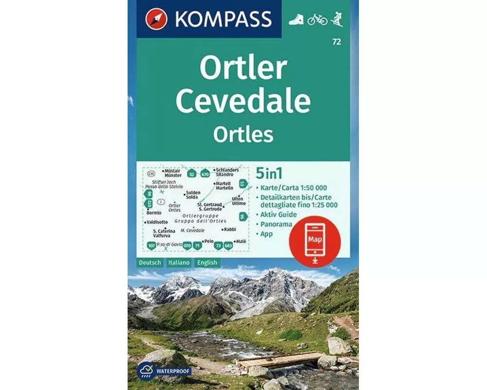KOMPASS Wanderkarte 72 Ortler/Ortles, Cevedale 1:50.000