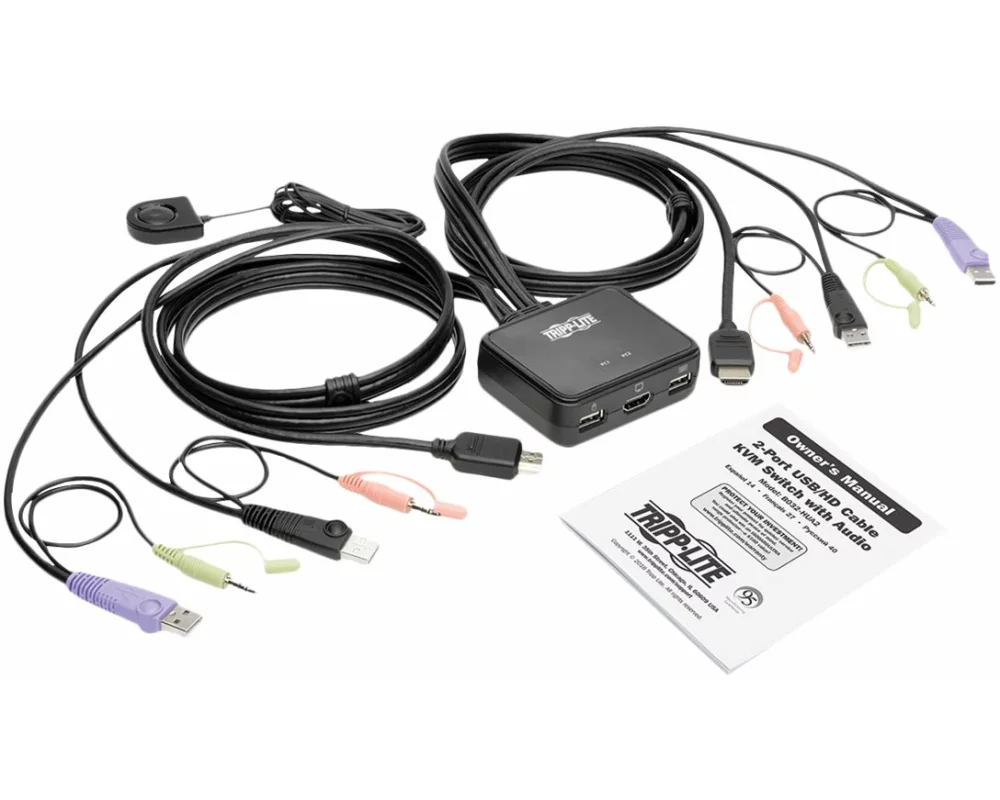 EATON TRIPPLITE 2-Port, USB/HD, Cable, KVM, Switch, with, Audio/Video, Cables, and, USB, Peripheral, Sharing
