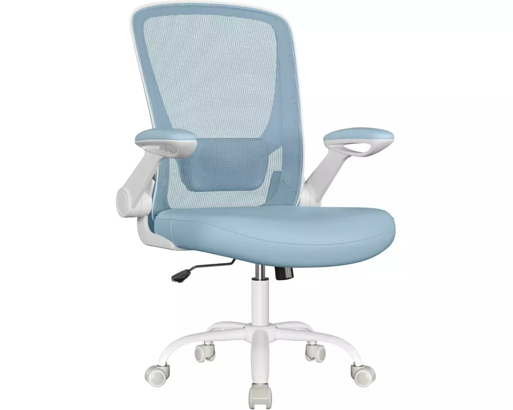 Songmics Bürostuhl mit klappbaren Armlehnen Hellblau