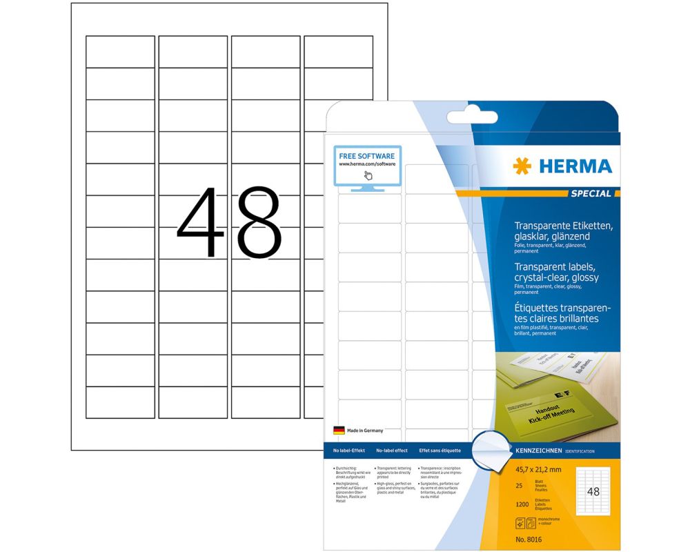HERMA Folien-Etiketten 45.7 x 21.2 mm, 25 Blatt