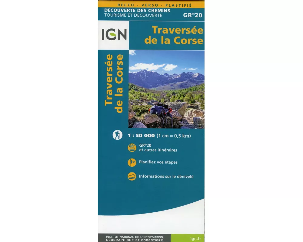 Traversée de la Corse GR20 1:50 000