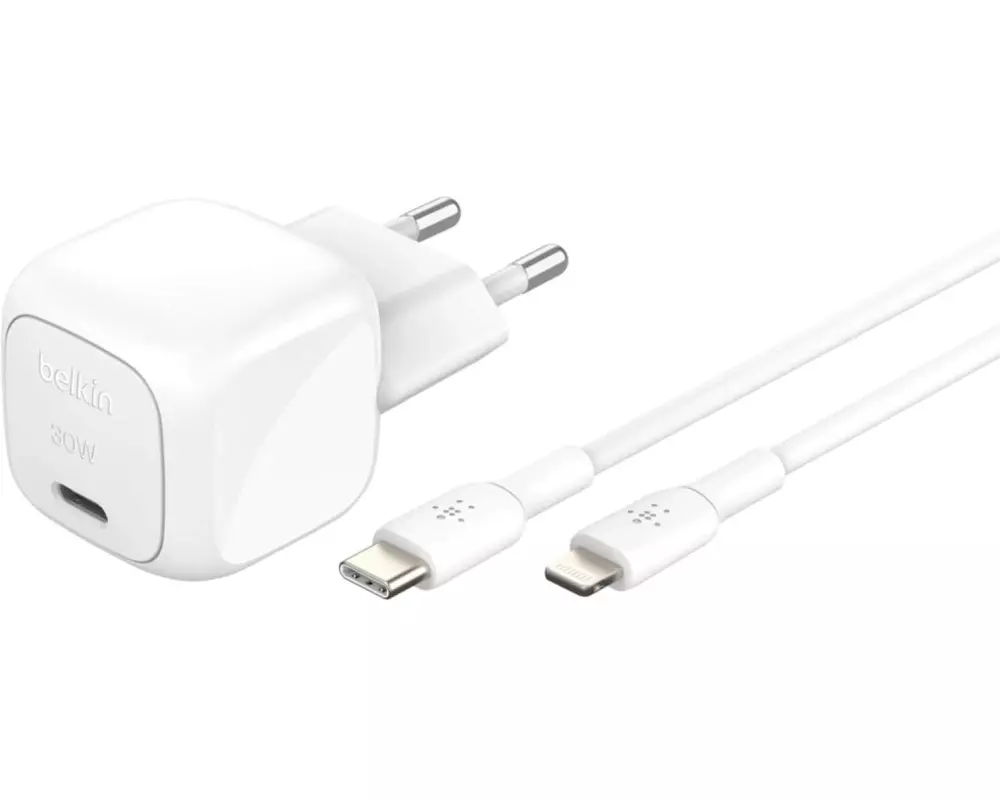 Belkin USB-Wandladegerät BoostCharge mit Lightning 30 W, Weiss