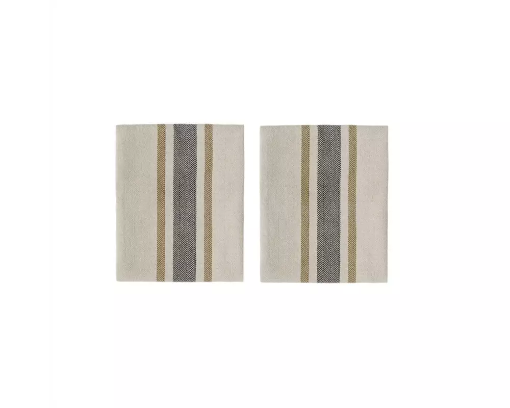 OYOY Stoffserviette Linu 45 cm x 45 cm, 2 Stück, Beige/Schwarz