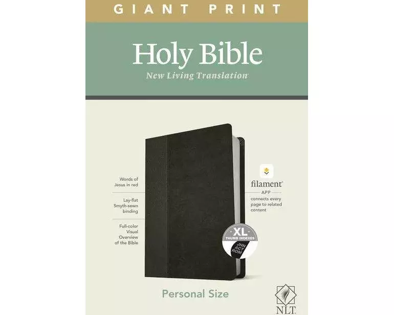 NLT Personal Size Giant Print Bible, Filament Enabled Edition (Red Letter, Leatherlike, Black/Onyx, Indexed)