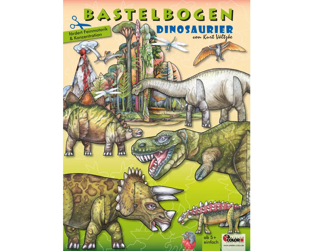 Dinosaurier basteln Papier Bastelbogen Auschneidebogen
