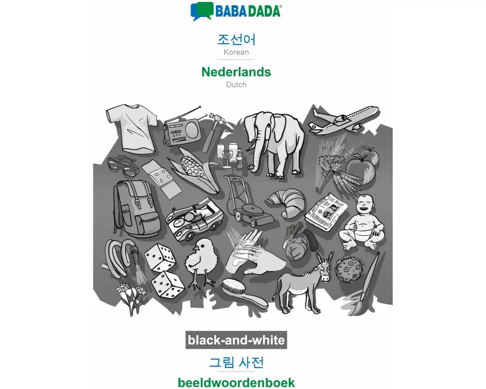 Korean (in Hangul script) - Nederlands, visual dictionary, BW