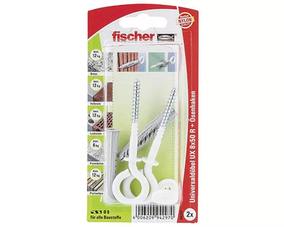 Fischer Universaldübel UX 8 x 50 OH, 2 Stück