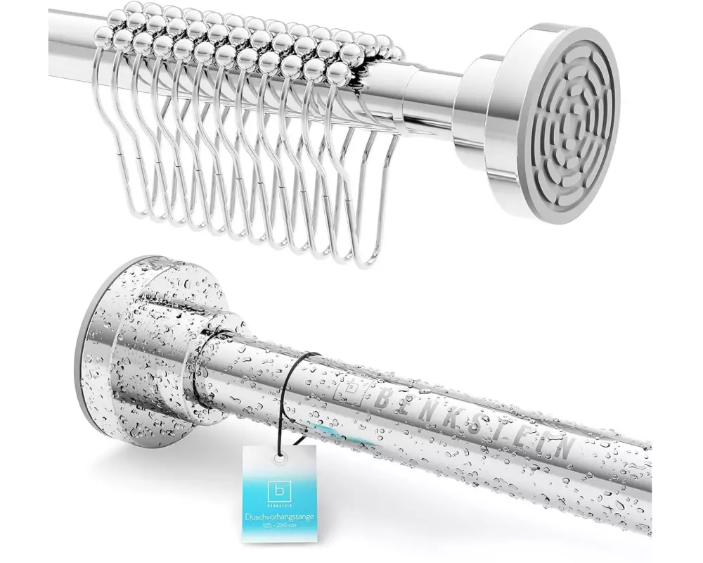 Benkstein Duschvorhangstange 6 x 124.5 cm, Silber