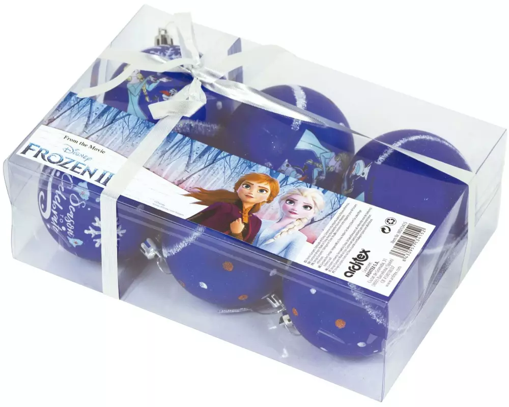 Arditex Weihnachtskugel 6 Stück, Ø 8 cm, Blau, Frozen 2