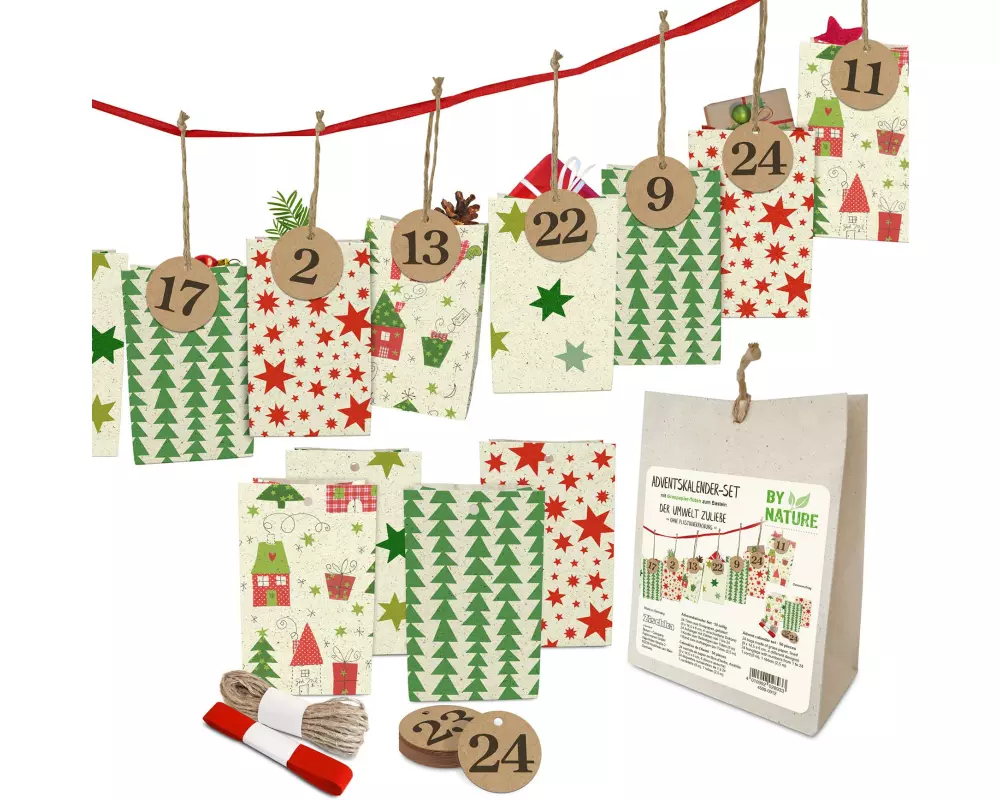 Braun + Company Adventskalender Set Nordic 24 Tüten, 9 x 14.5 x 6 cm