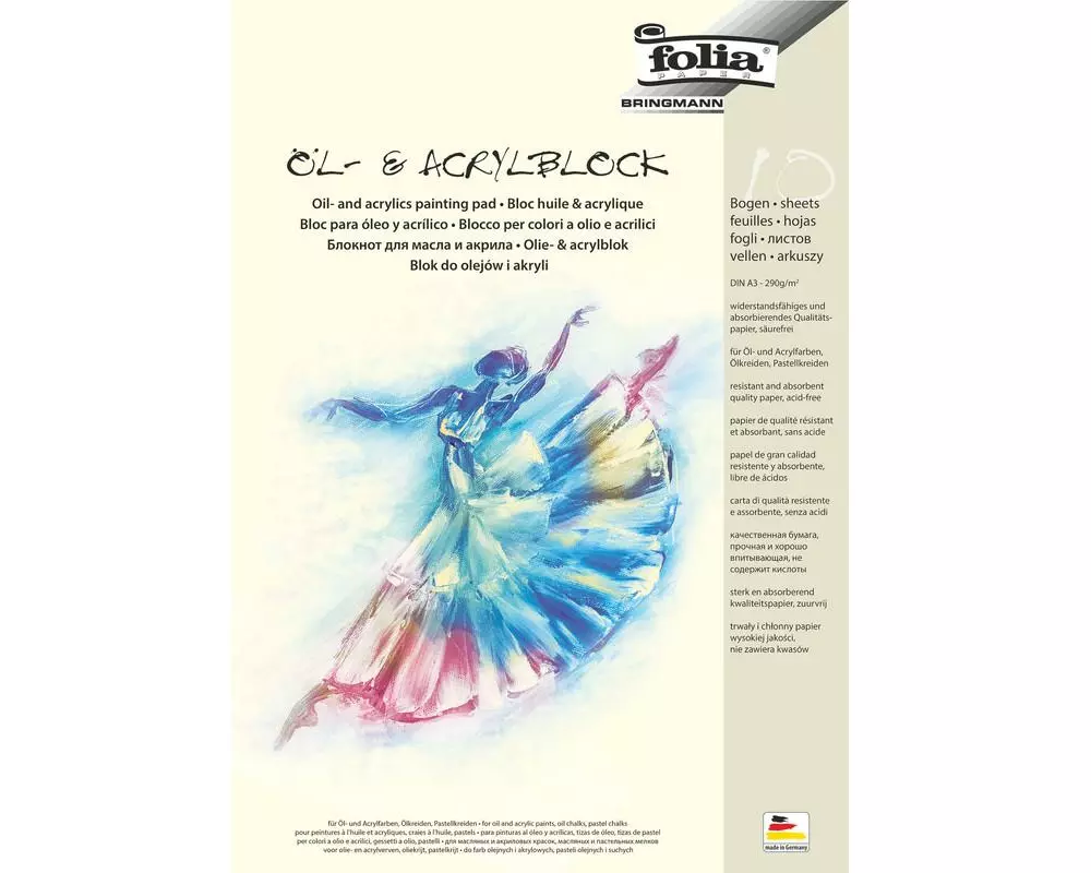Folia Öl- und Acrylmalblock DIN A3 290 g/m² 10 Blatt weiss