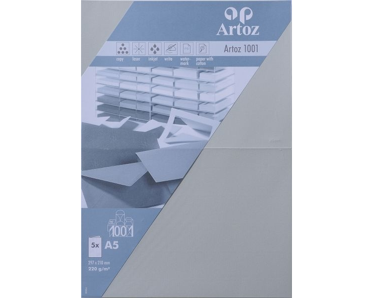 ARTOZ Karten 1001 A5 107392262 220g, lichtgrau 5 Blatt
