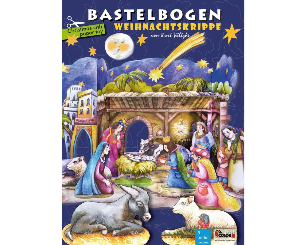 Weihnachtskrippe basteln Bastelbogen Ausschneidebogen Papierkrippe
