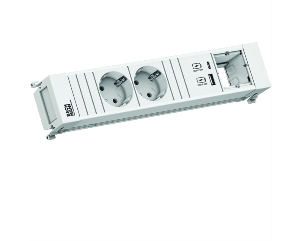 BACHMANN POWER FRAME 2xCEE7/3 1xCM 1xUSB A/C 22W 0,2m GST18 ws