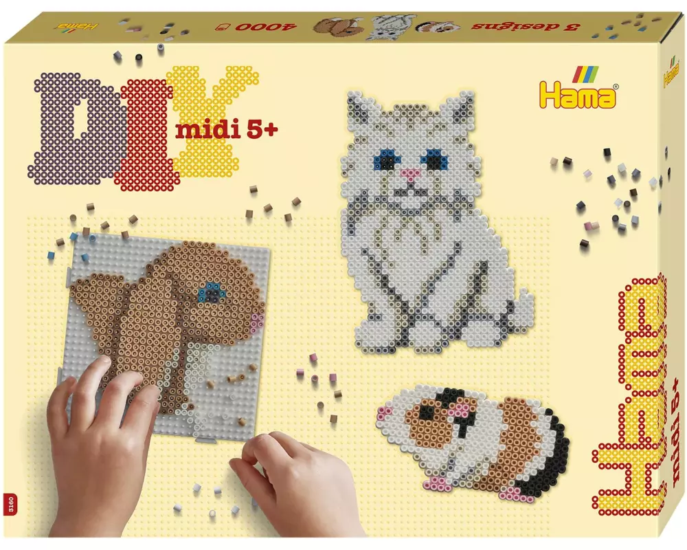 Hama Bügelperlen-Set Midi Haustiere 4000 Stück Mehrfarbig