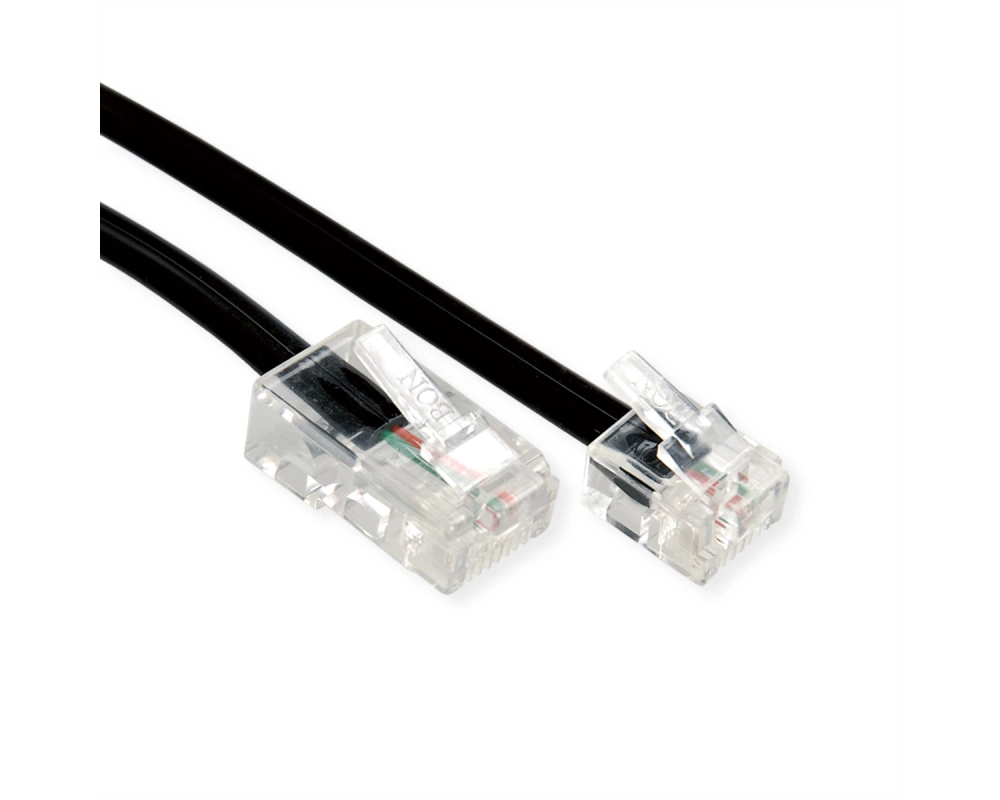 Telefonkabel RJ11 (6P2C) - RJ45 (8P2C), schwarz, 2 m