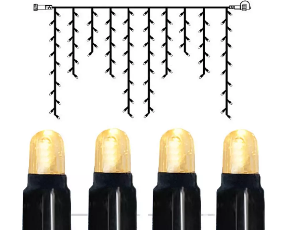 Star Trading System LED Extra Icicle, Schwarz / Warmweiss, 200 x 100 cm