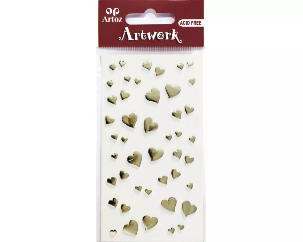 Artoz Motivsticker Herzen 1 Blatt, Gold