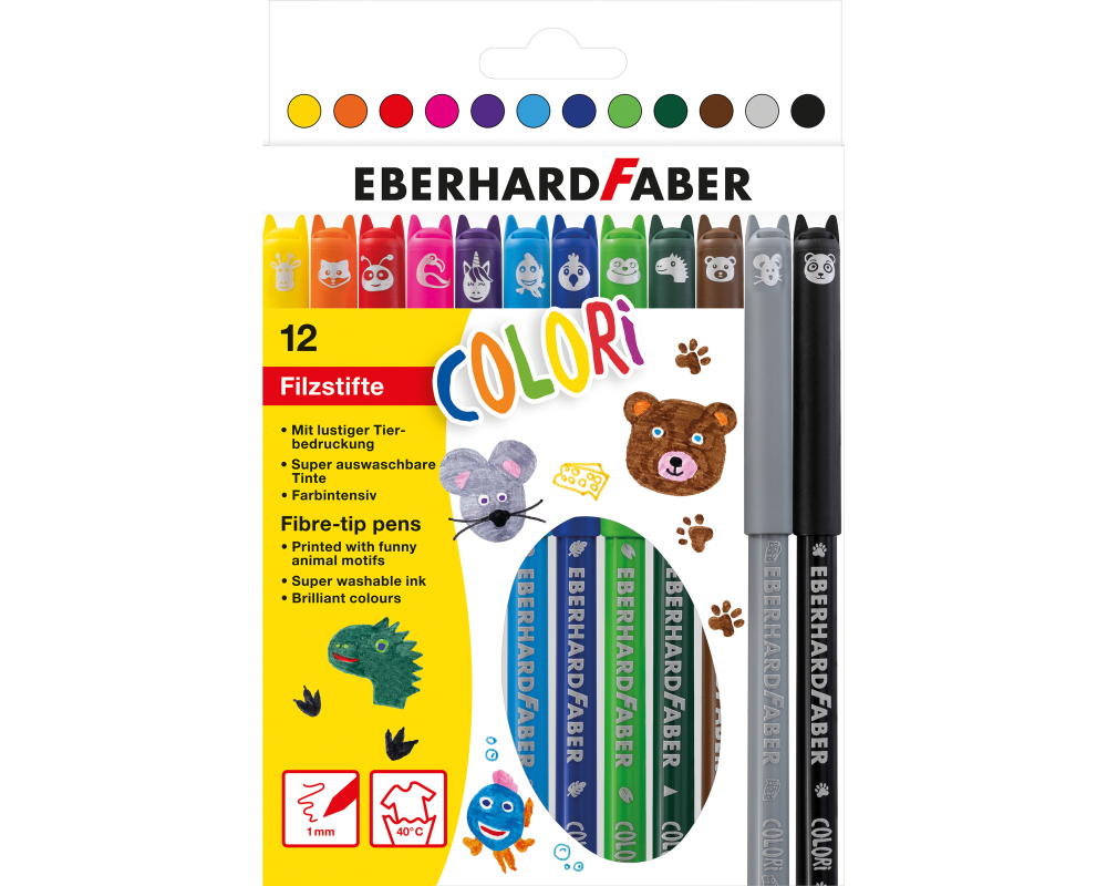 EBERHARD FABER Filzstifte Colori 1mm 551112 Animal 12 Stück