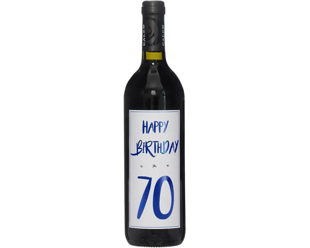 Dreams and Fantasy Geschenkidee Rotwein Happy Birthday 70 Blau, 750 ml